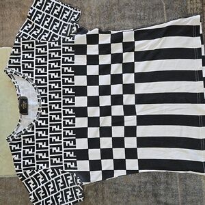 Fendi Monogram Black and White Kids Tee/ Or Xs